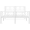 vidaXL Metal Bed Frame without Mattress with Footboard White 160x200cm