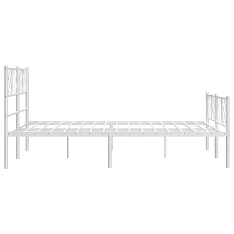 vidaXL Metal Bed Frame without Mattress with Footboard White 160x200cm