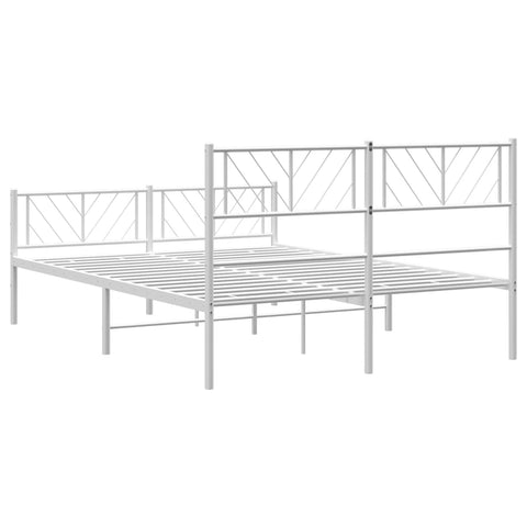 vidaXL Metal Bed Frame without Mattress with Footboard White 160x200cm
