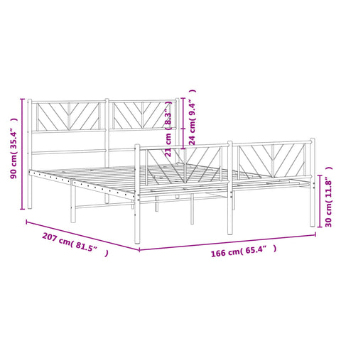 vidaXL Metal Bed Frame without Mattress with Footboard White 160x200cm