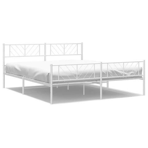 vidaXL Metal Bed Frame without Mattress with Footboard White 193x203cm
