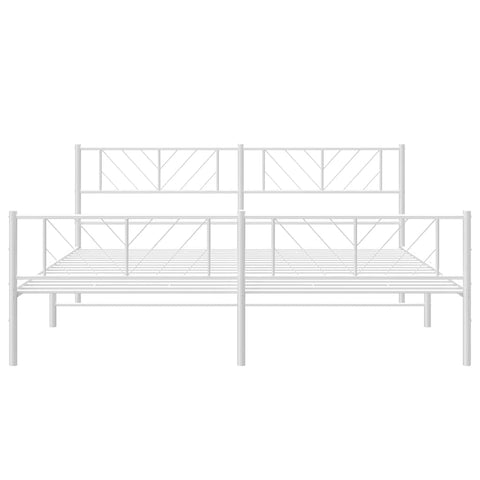 vidaXL Metal Bed Frame without Mattress with Footboard White 193x203cm