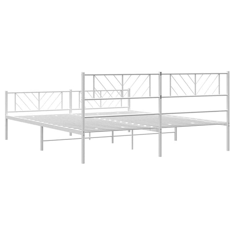 vidaXL Metal Bed Frame without Mattress with Footboard White 193x203cm