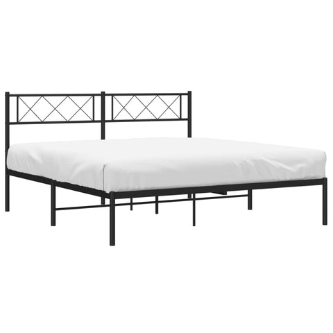 vidaXL Metal Bed Frame without Mattress with Headboard Black 120x190cm