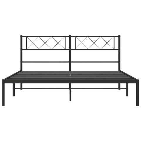 vidaXL Metal Bed Frame without Mattress with Headboard Black 120x190cm