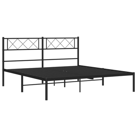 vidaXL Metal Bed Frame without Mattress with Headboard Black 120x190cm