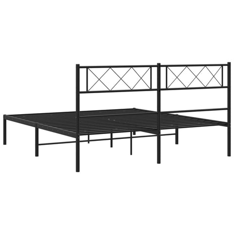 vidaXL Metal Bed Frame without Mattress with Headboard Black 120x190cm