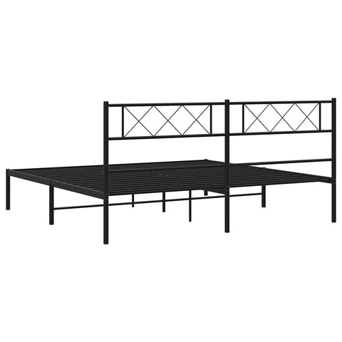vidaXL Metal Bed Frame without Mattress with Headboard Black 193x203cm