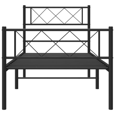 vidaXL Metal Bed Frame without Mattress with Footboard Black 107x203cm