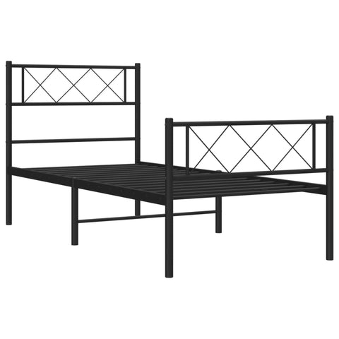 vidaXL Metal Bed Frame without Mattress with Footboard Black 107x203cm
