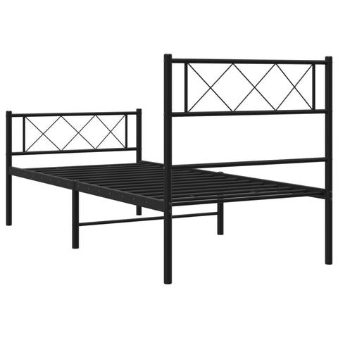 vidaXL Metal Bed Frame without Mattress with Footboard Black 107x203cm