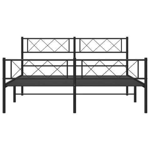 vidaXL Metal Bed Frame without Mattress with Footboard Black 120x200cm