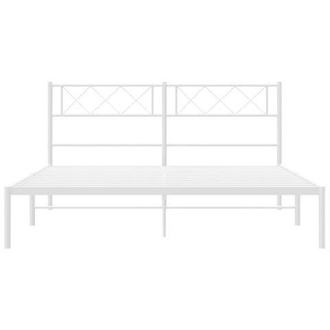 vidaXL Metal Bed Frame without Mattress with Headboard White 140x190cm