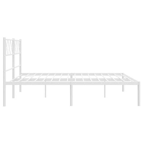 vidaXL Metal Bed Frame without Mattress with Headboard White 140x190cm