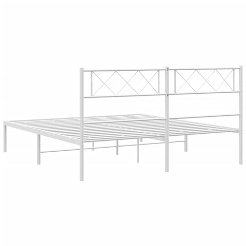 vidaXL Metal Bed Frame without Mattress with Headboard White 140x190cm
