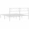 vidaXL Metal Bed Frame without Mattress with Headboard White 140x190cm