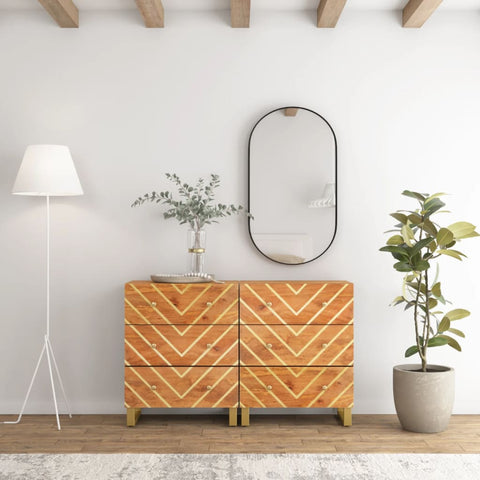 vidaXL Side Cabinets 2 pcs Brown and Black 60x33.5x75 cm Solid Wood Mango
