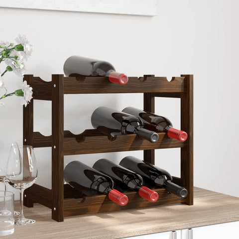 vidaXL Wine Rack for 12 Bottles Brown Solid Wood Pine