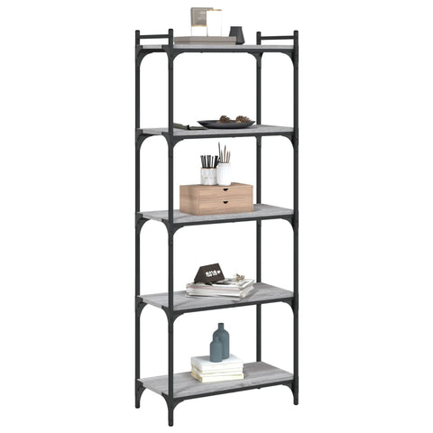 vidaXL Bookcase 5-Tier Grey Sonoma 60x30x154 cm Engineered Wood
