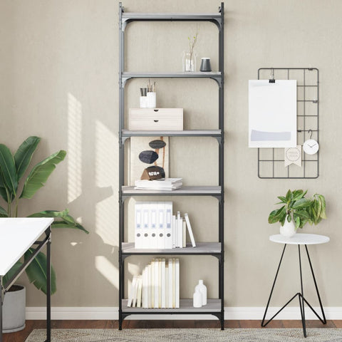 vidaXL Bookcase 6-Tier Grey Sonoma 60x30x188 cm Engineered Wood