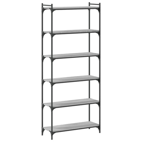 vidaXL Bookcase 6-Tier Grey Sonoma 80x30x188 cm Engineered Wood
