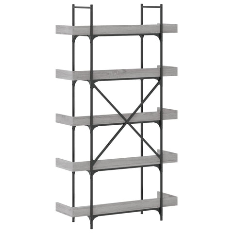 vidaXL Bookcase 5-Tier Grey Sonoma 100x33x180.5 cm Engineered Wood