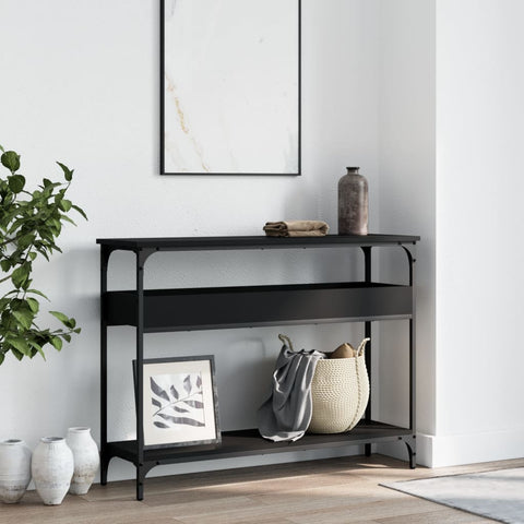 vidaXL Console Table with Shelf Black 100x29x75cm Engineered Wood