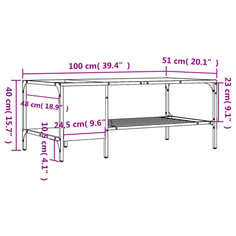 vidaXL Coffee Table with Rack Sonoma Oak 100x51x40 cm Engineered Wood