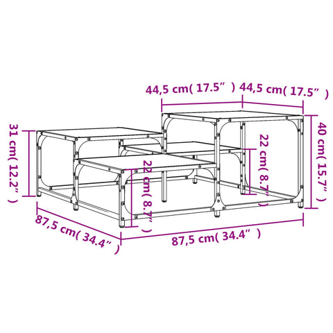 vidaXL Coffee Table Grey Sonoma 87.5x87.5x40 cm Engineered Wood