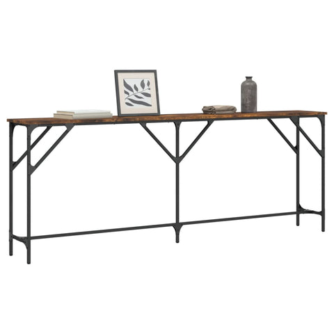 vidaXL Console Table Smoked Oak 200x29x75 cm Engineered Wood