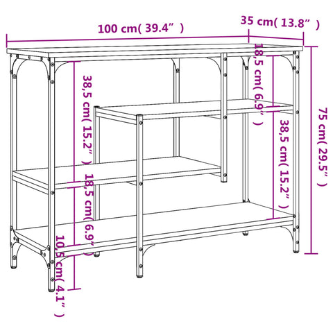 vidaXL Console Table with Shelves Smoked Oak 100x35x75 cm