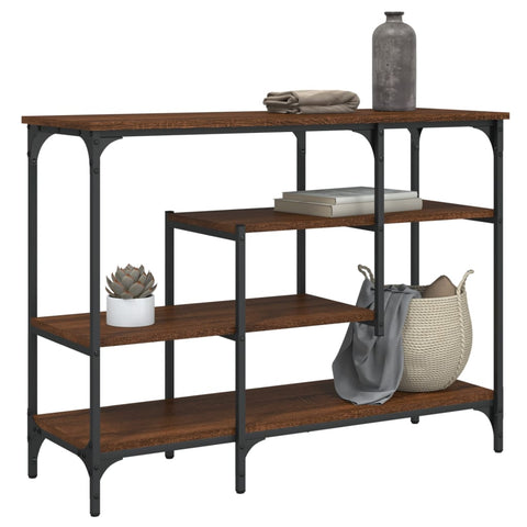 vidaXL Console Table with Shelves Brown Oak 100x35x75 cm