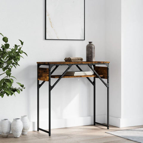 vidaXL Console Table with Shelf Smoked Oak 75x30x75cm Engineered Wood