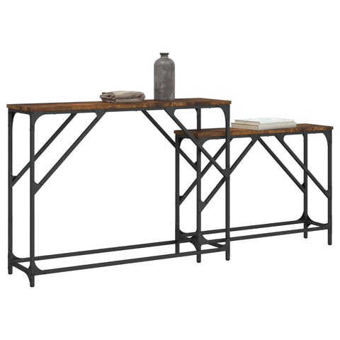 vidaXL Nesting Console Tables 2 pcs Smoked Oak Engineered Wood