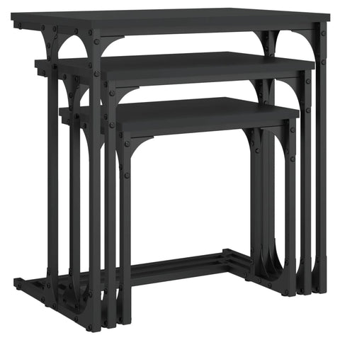 vidaXL Nesting Coffee Tables 3 pcs Black Engineered Wood