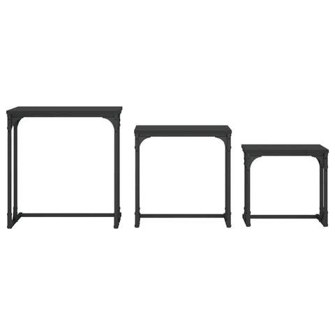 vidaXL Nesting Coffee Tables 3 pcs Black Engineered Wood