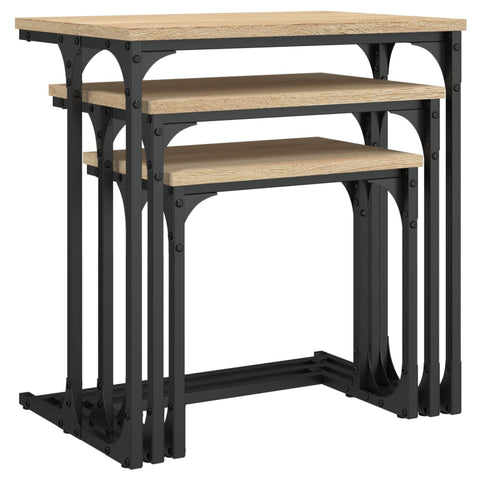 vidaXL Nesting Coffee Tables 3 pcs Sonoma Oak Engineered Wood