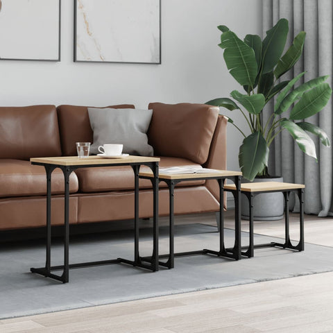 vidaXL Nesting Coffee Tables 3 pcs Sonoma Oak Engineered Wood