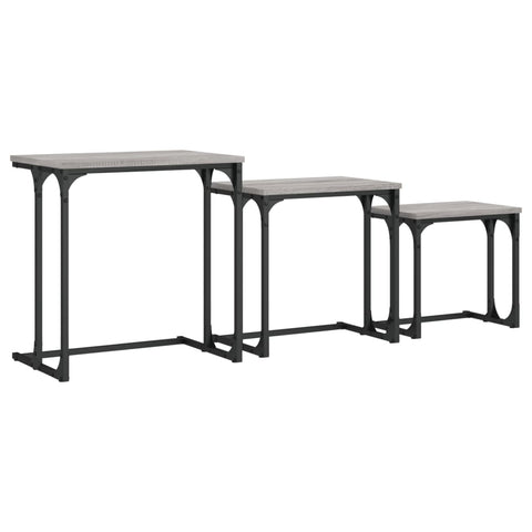 vidaXL Nesting Coffee Tables 3 pcs Grey Sonoma Engineered Wood
