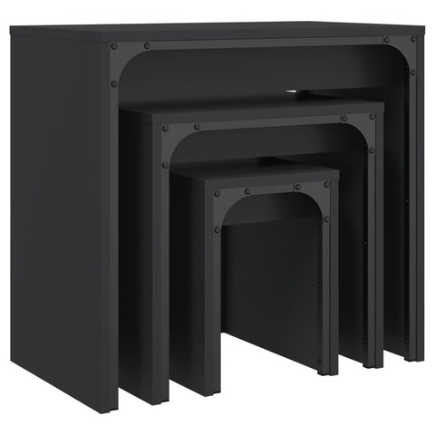 vidaXL Nesting Coffee Tables 3 pcs Black Engineered Wood