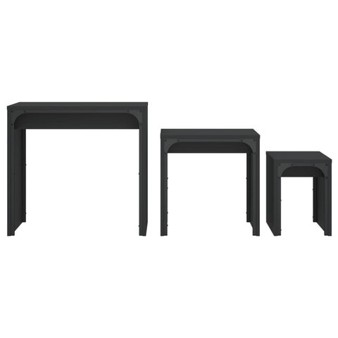 vidaXL Nesting Coffee Tables 3 pcs Black Engineered Wood