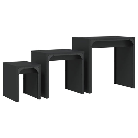 vidaXL Nesting Coffee Tables 3 pcs Black Engineered Wood