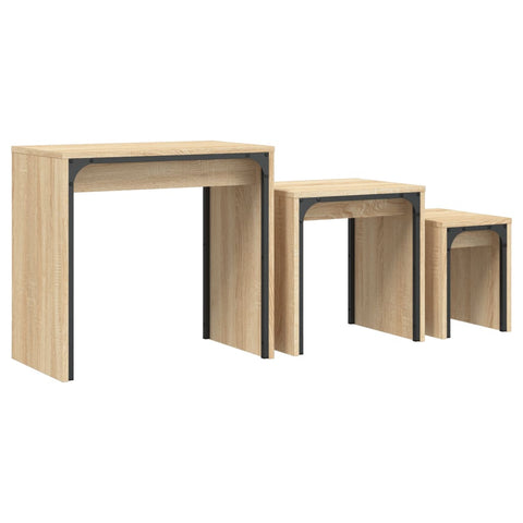 vidaXL Nesting Coffee Tables 3 pcs Sonoma Oak Engineered Wood