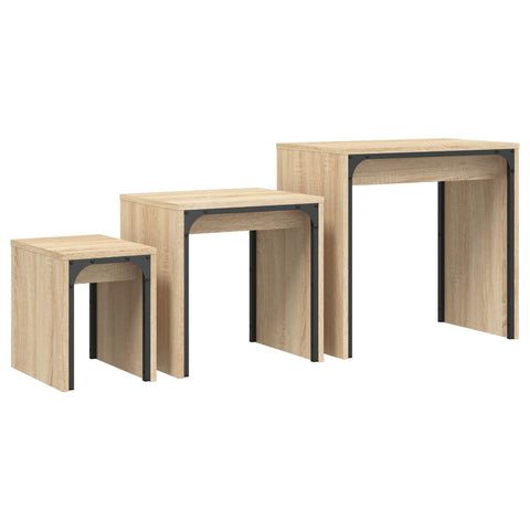 vidaXL Nesting Coffee Tables 3 pcs Sonoma Oak Engineered Wood