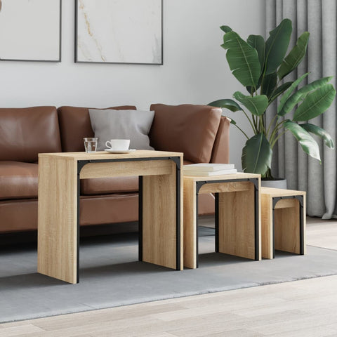 vidaXL Nesting Coffee Tables 3 pcs Sonoma Oak Engineered Wood