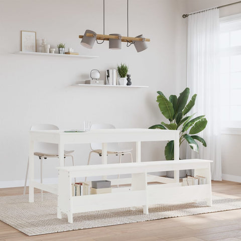 vidaXL Hall Bench White 160x28x45 cm Solid Wood Pine