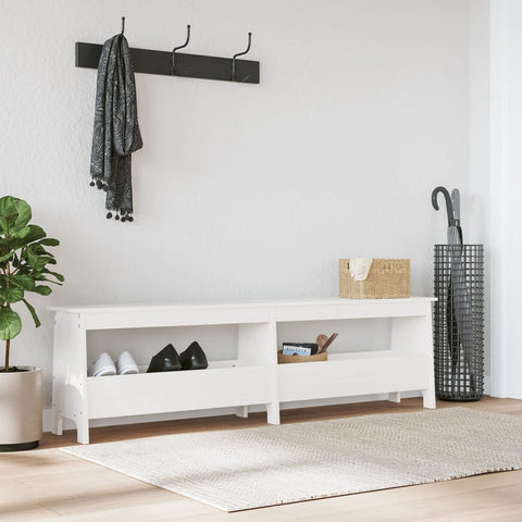 vidaXL Hall Bench White 160x28x45 cm Solid Wood Pine