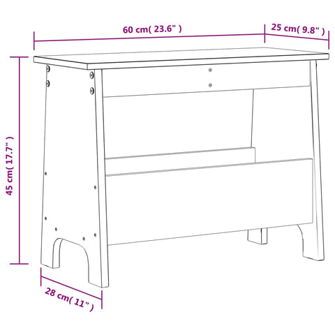 vidaXL Hall Bench Wax Brown 60x28x45 cm Solid Wood Pine