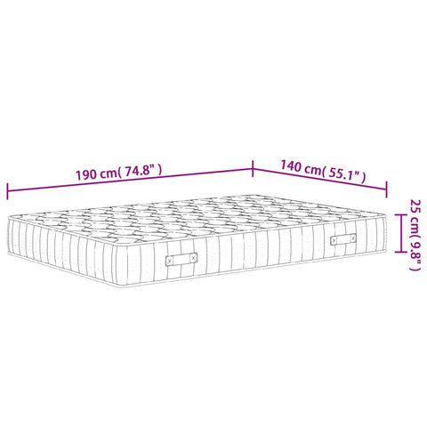 vidaXL Pocket Spring Mattress Medium Firm 140x190 cm
