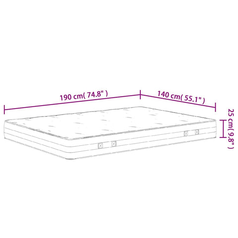vidaXL Pocket Spring Mattress Medium Firm 140x190 cm